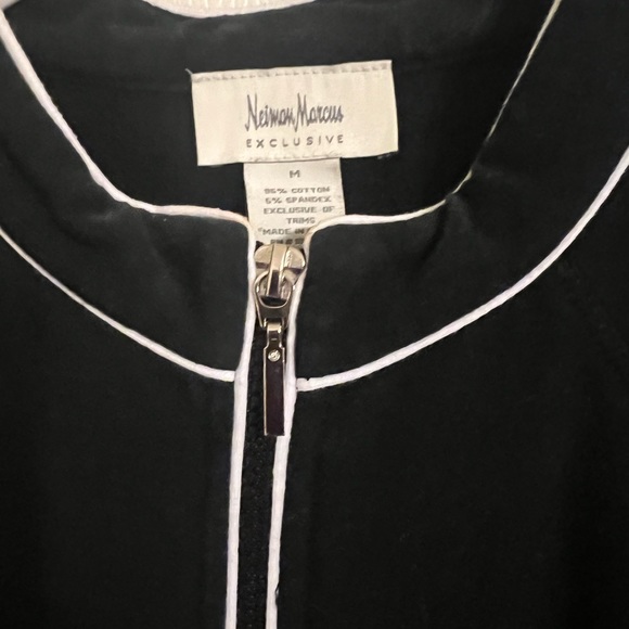 Nieman Marcus Black Jacket and Pants Set w White Piping - Picture 6 of 13